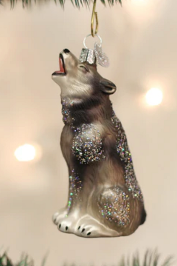 Glass Ornament - Howling Wolf