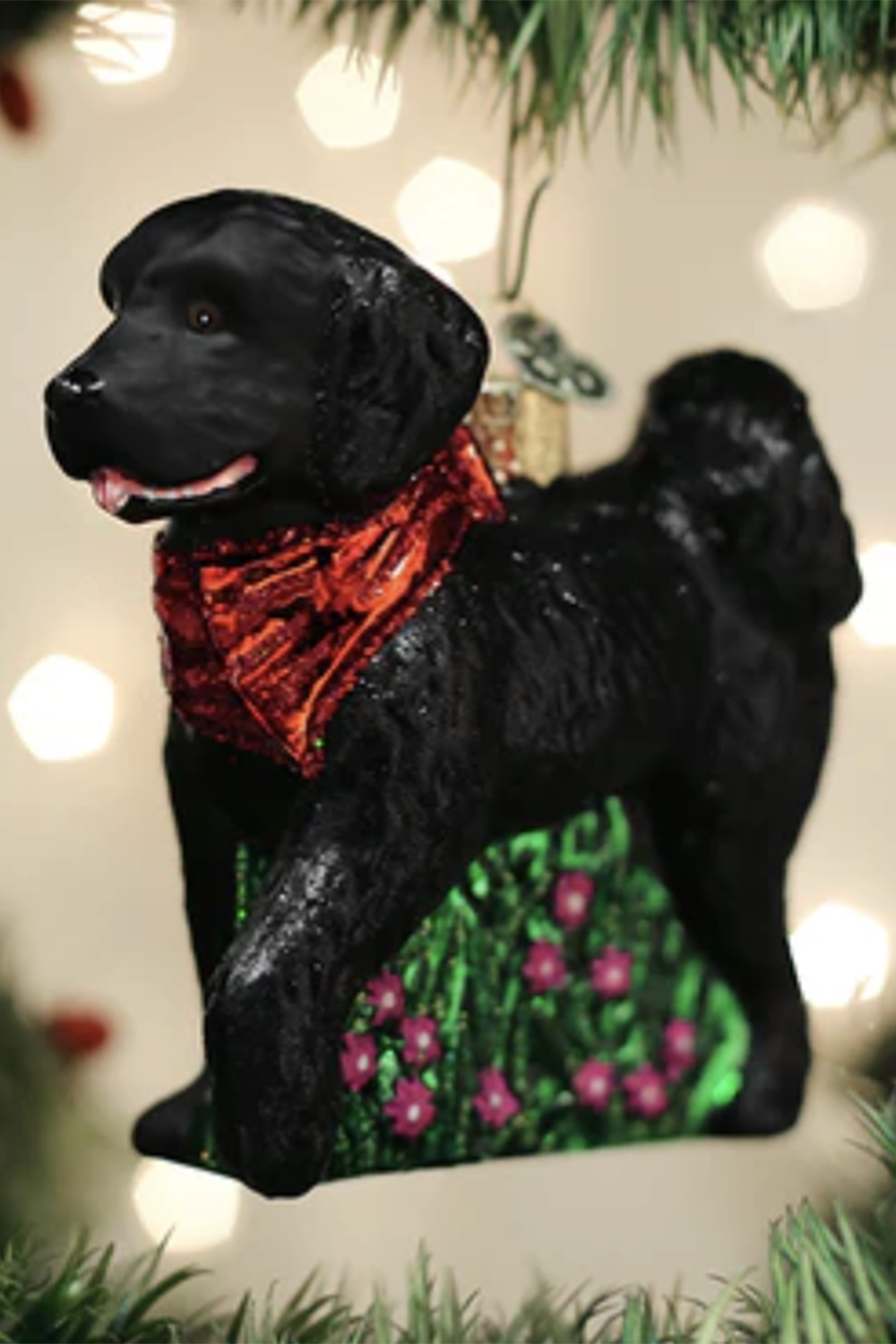 Glass Ornament - Doodle Dog Black