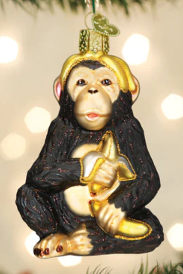 Glass Ornament - Chimpanzee