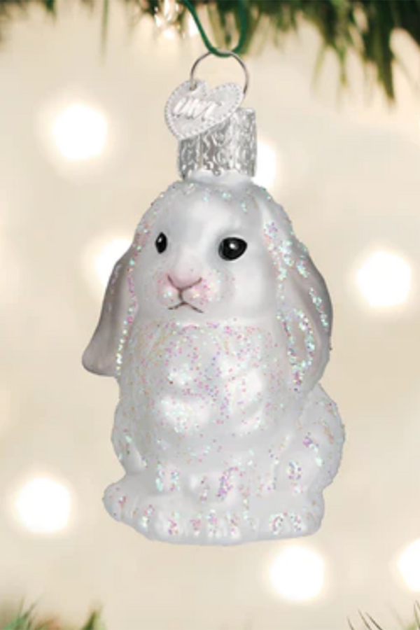 Glass Ornament - White Baby Bunny