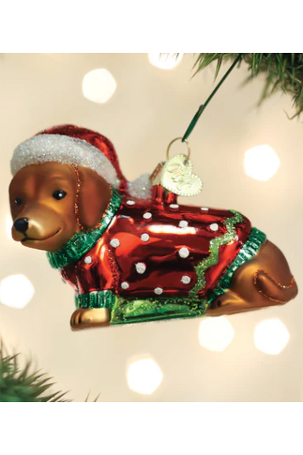 Glass Ornament - Dashing Dachshund