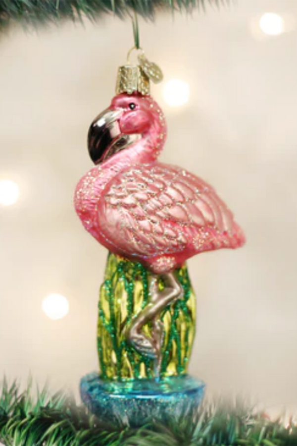 Glass Ornament - Flamingo