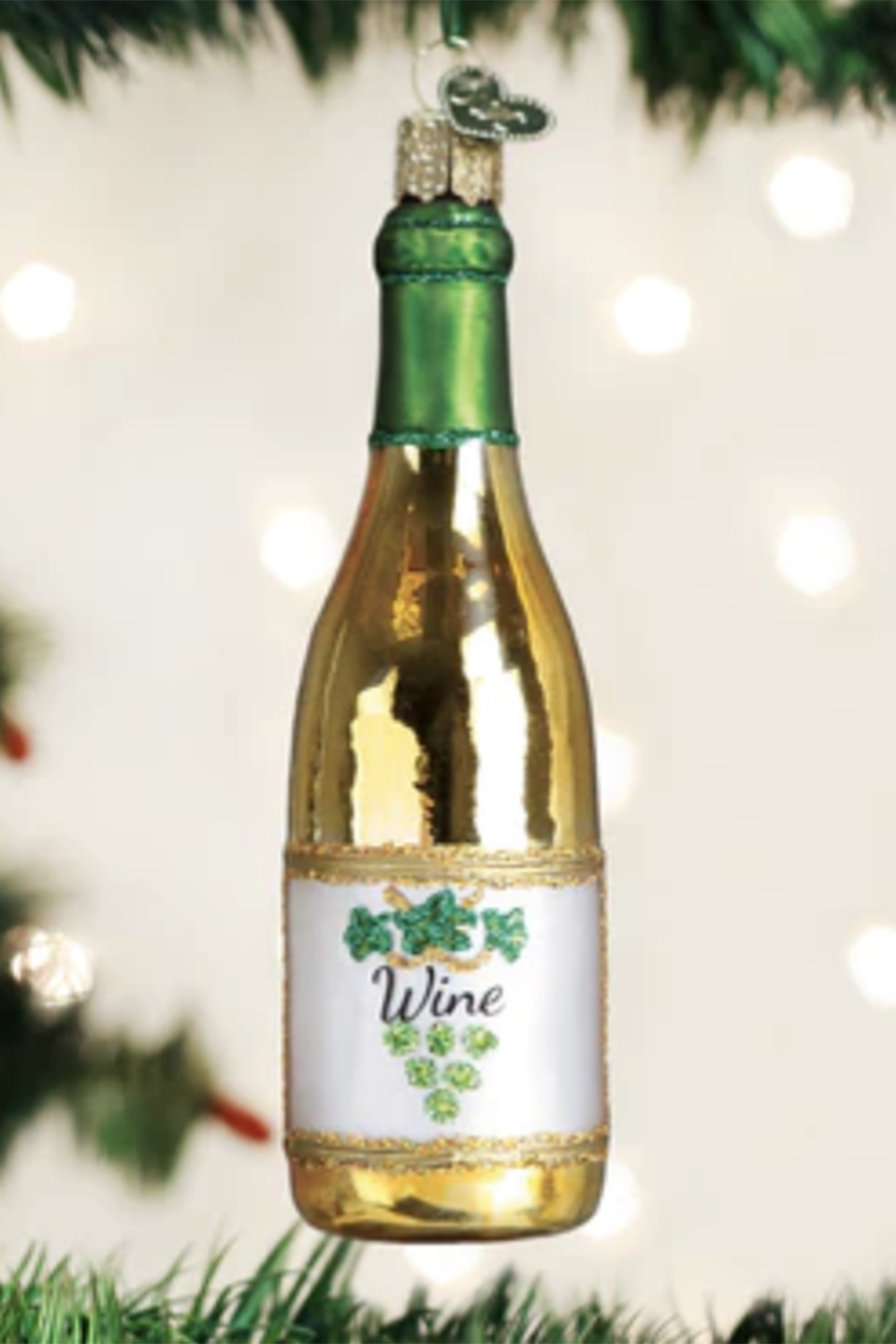 Glass Ornament - White Wine Bottle