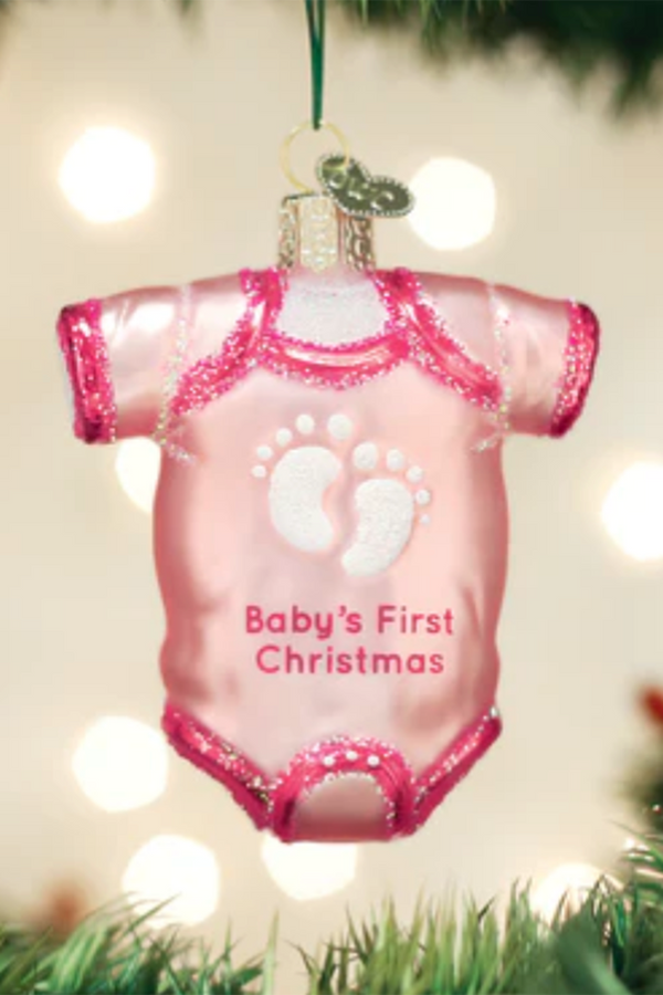 Glass Ornament - Baby Onesie Pink