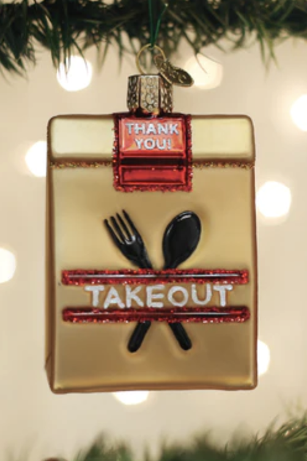 Glass Ornament - Takeout Bag