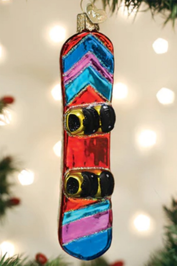 Glass Ornament - Snowboard