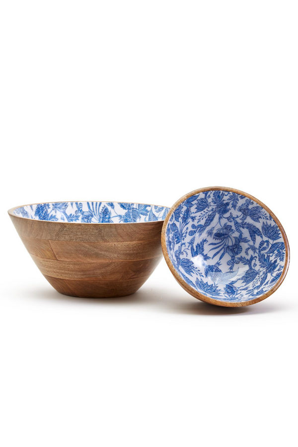 Blue Batik Wooden Bowl