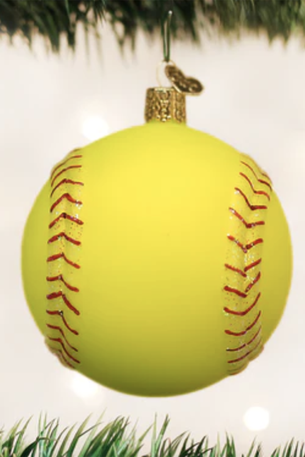 Glass Ornament - Softball