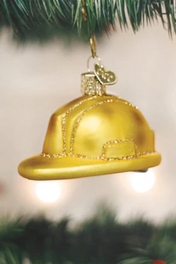 Glass Ornament - Construction Helmet