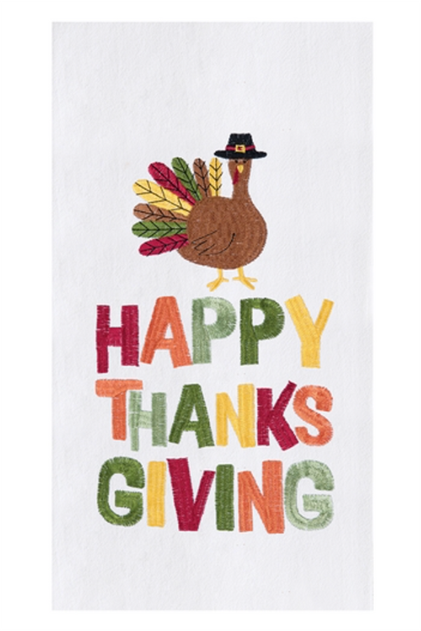 Thanksgiving Flour Sack Towel - Happy Turkey