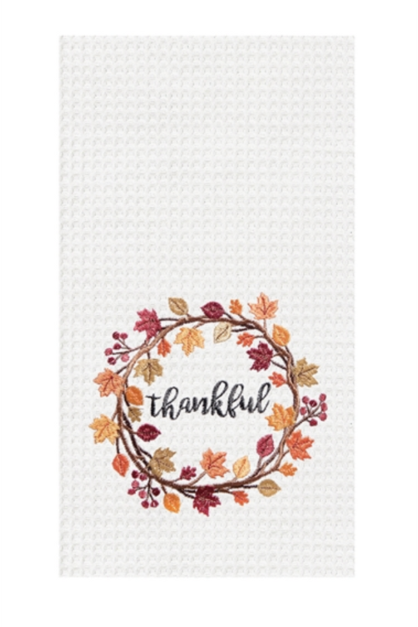 Thanksgiving Waffle Towel - Thankful Wreath