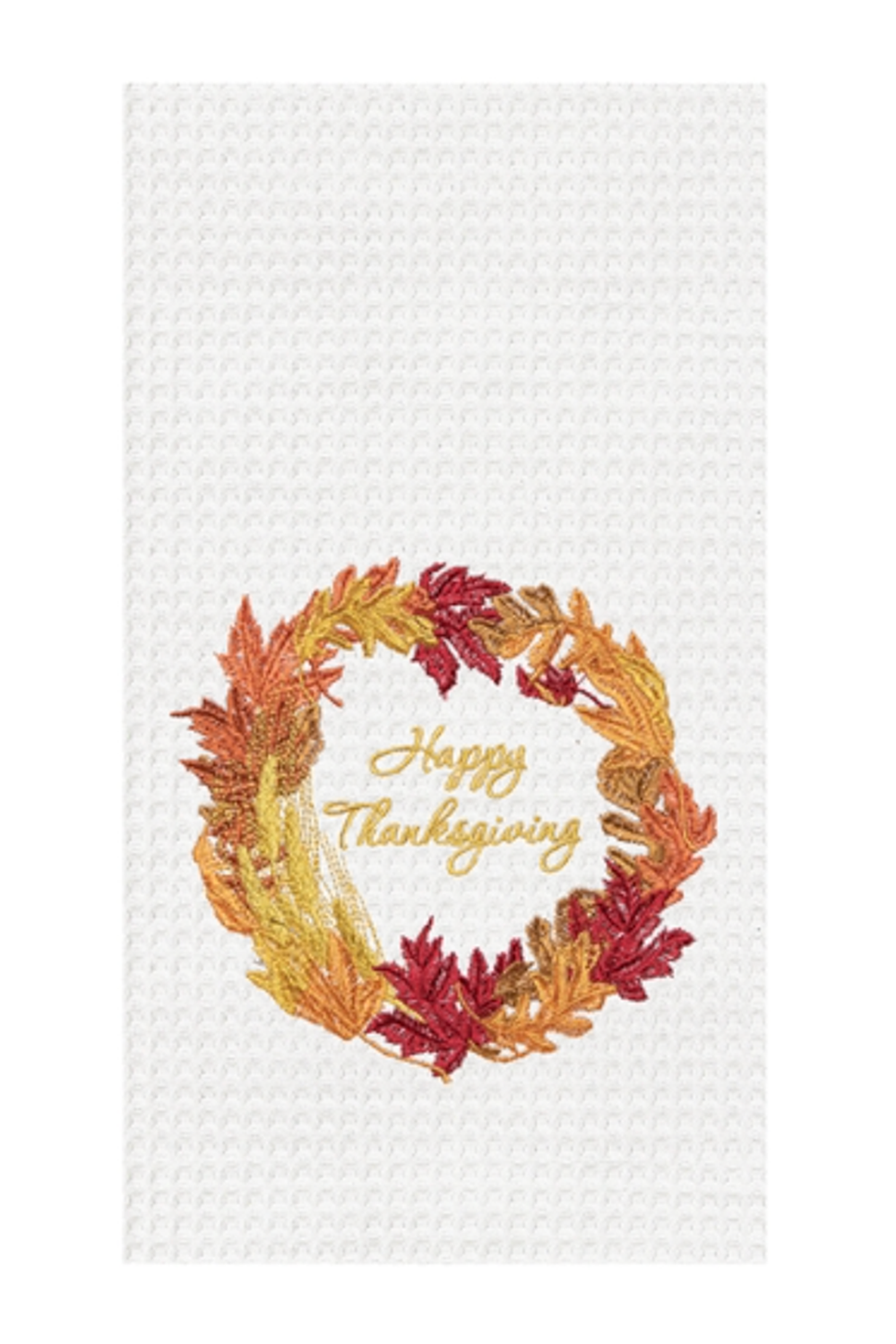 Thanksgiving Waffle Towel - Happy Thanksgiving Wreath