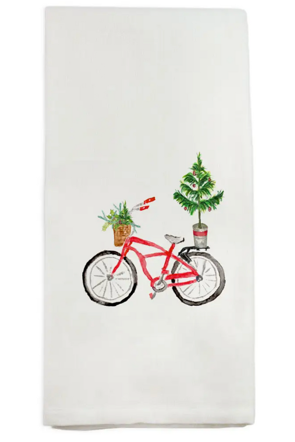 FG Watercolor Tea Towel - Christmas Bike