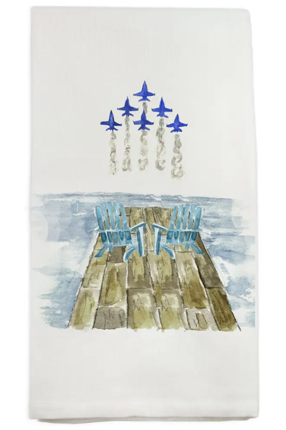 FG Watercolor Tea Towel - Blue Angels over Dock