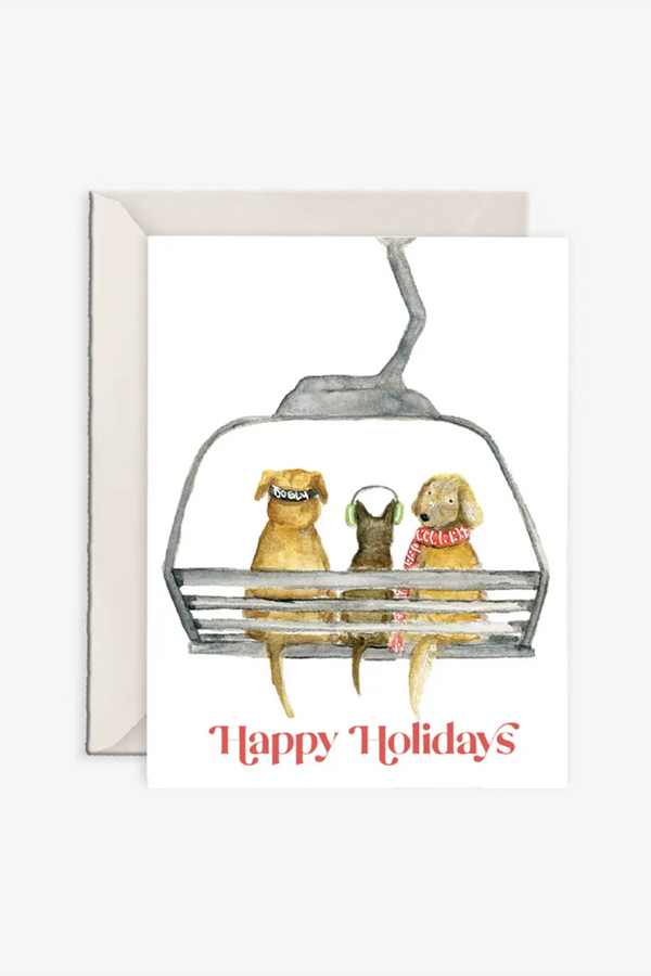 EO Holiday Greeting Card - Dog Ski Lift