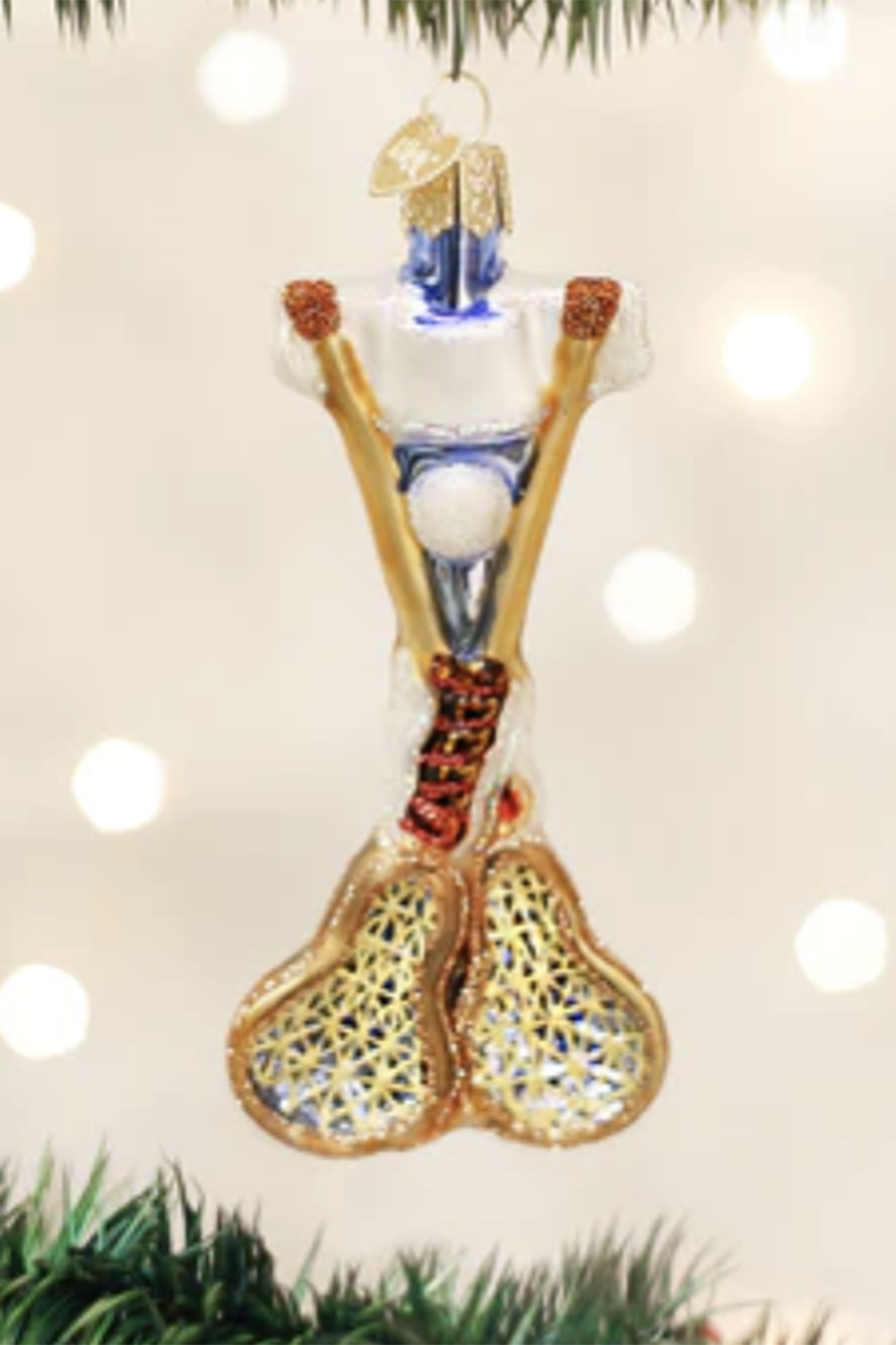 Glass Ornament - Lacrosse Set