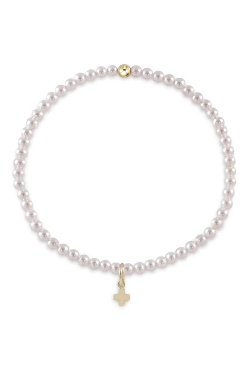 EN Gemstone with Signature Cross Charm - Pearl