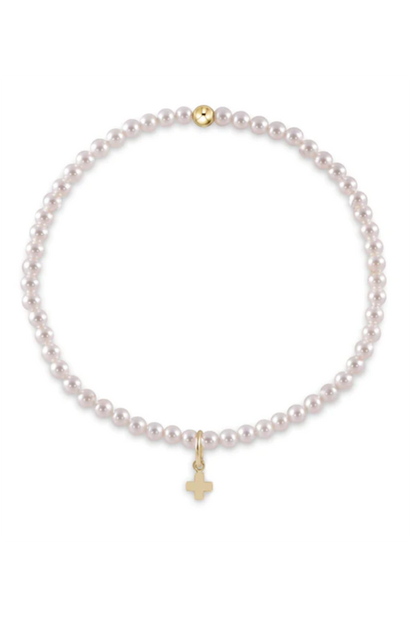 EN Gemstone with Signature Cross Charm - Pearl