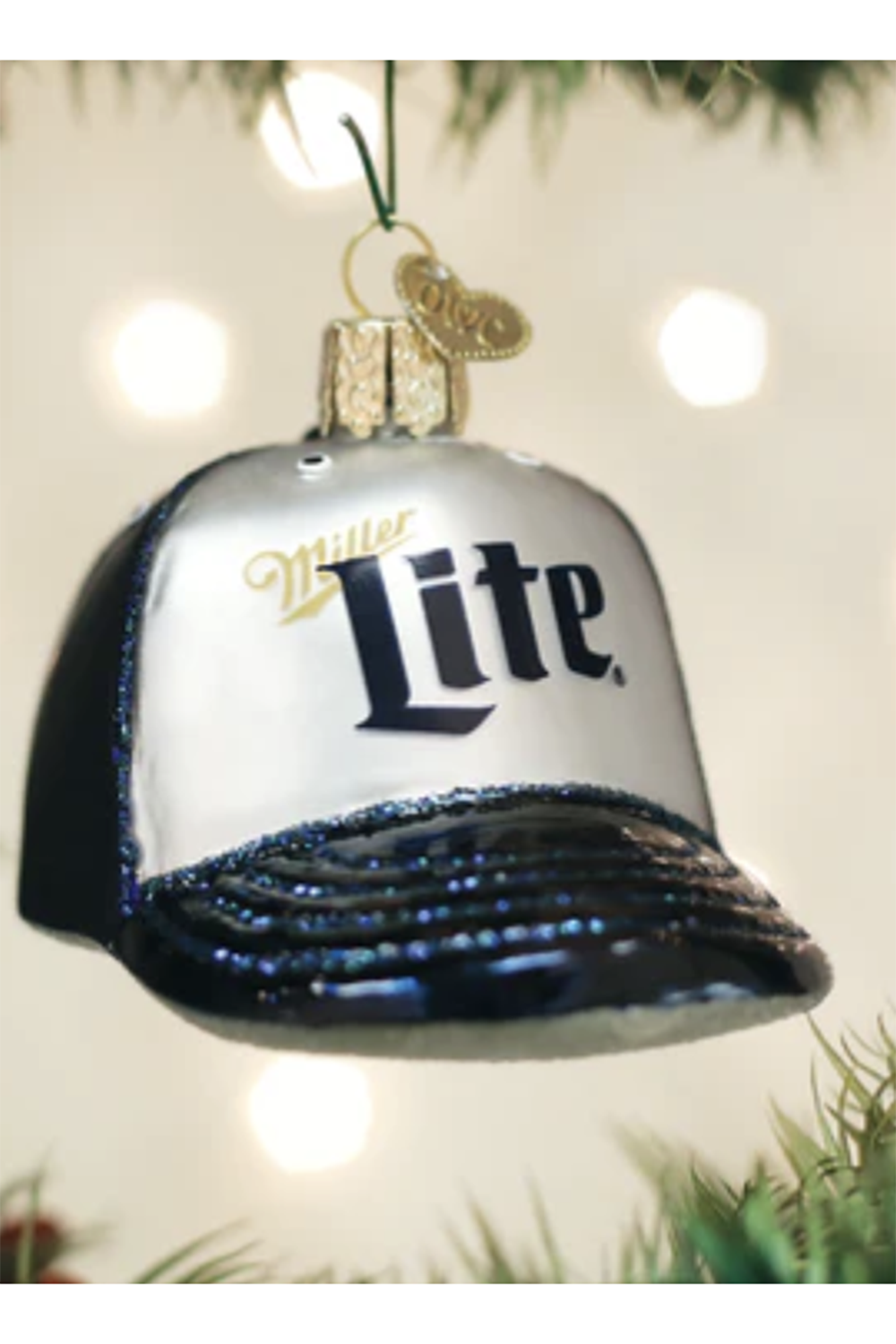 Glass Ornament - Miller Lite Baseball Cap