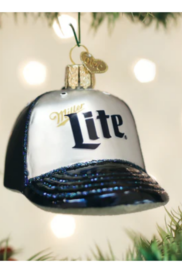 Glass Ornament - Miller Lite Baseball Cap