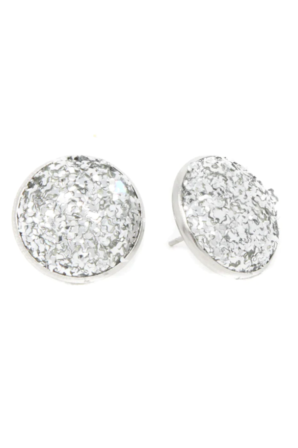 Keva "Full Circle" Button Earring - Sparkle in Silver