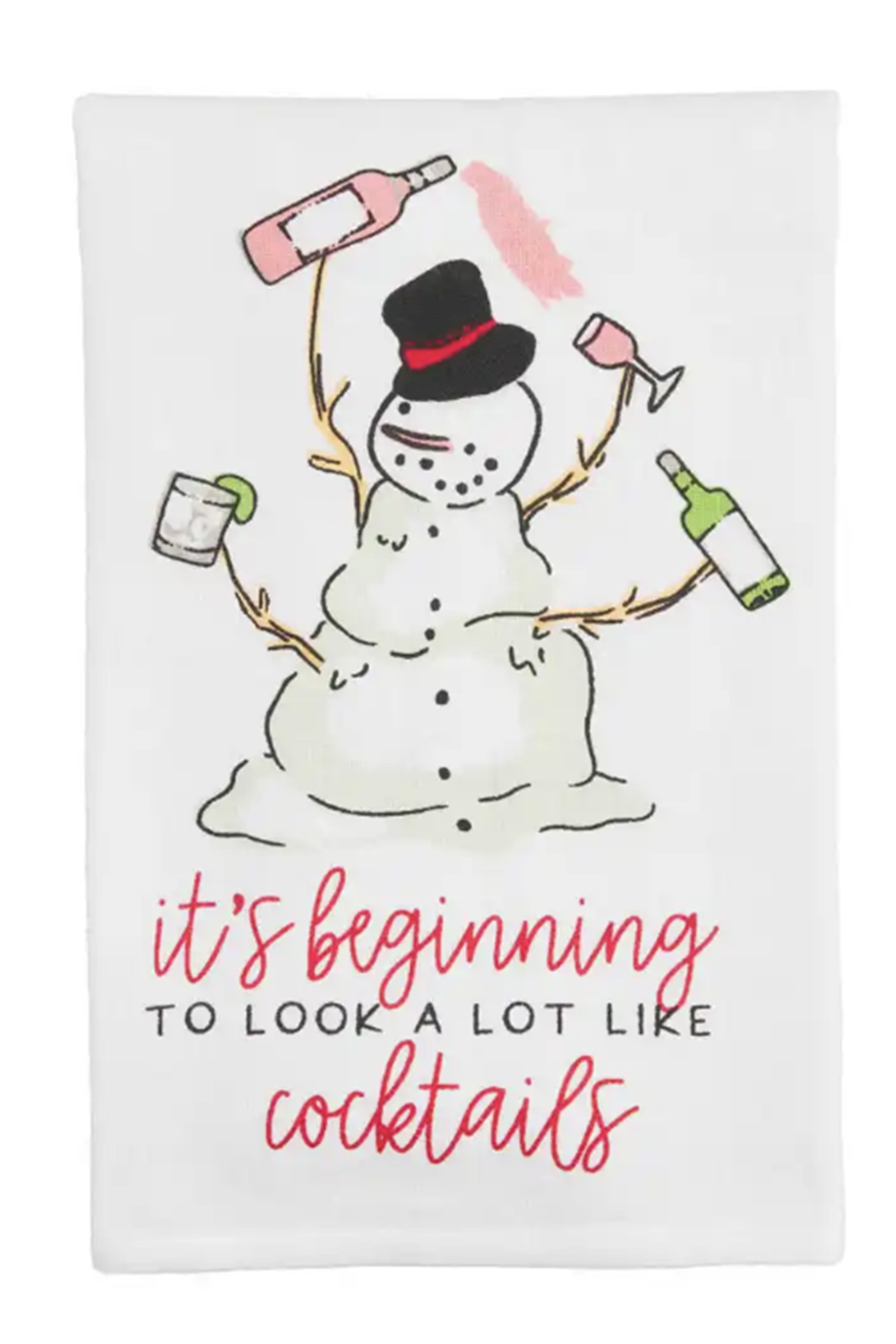 Vibrant Christmas Drinking Towel - Snowman