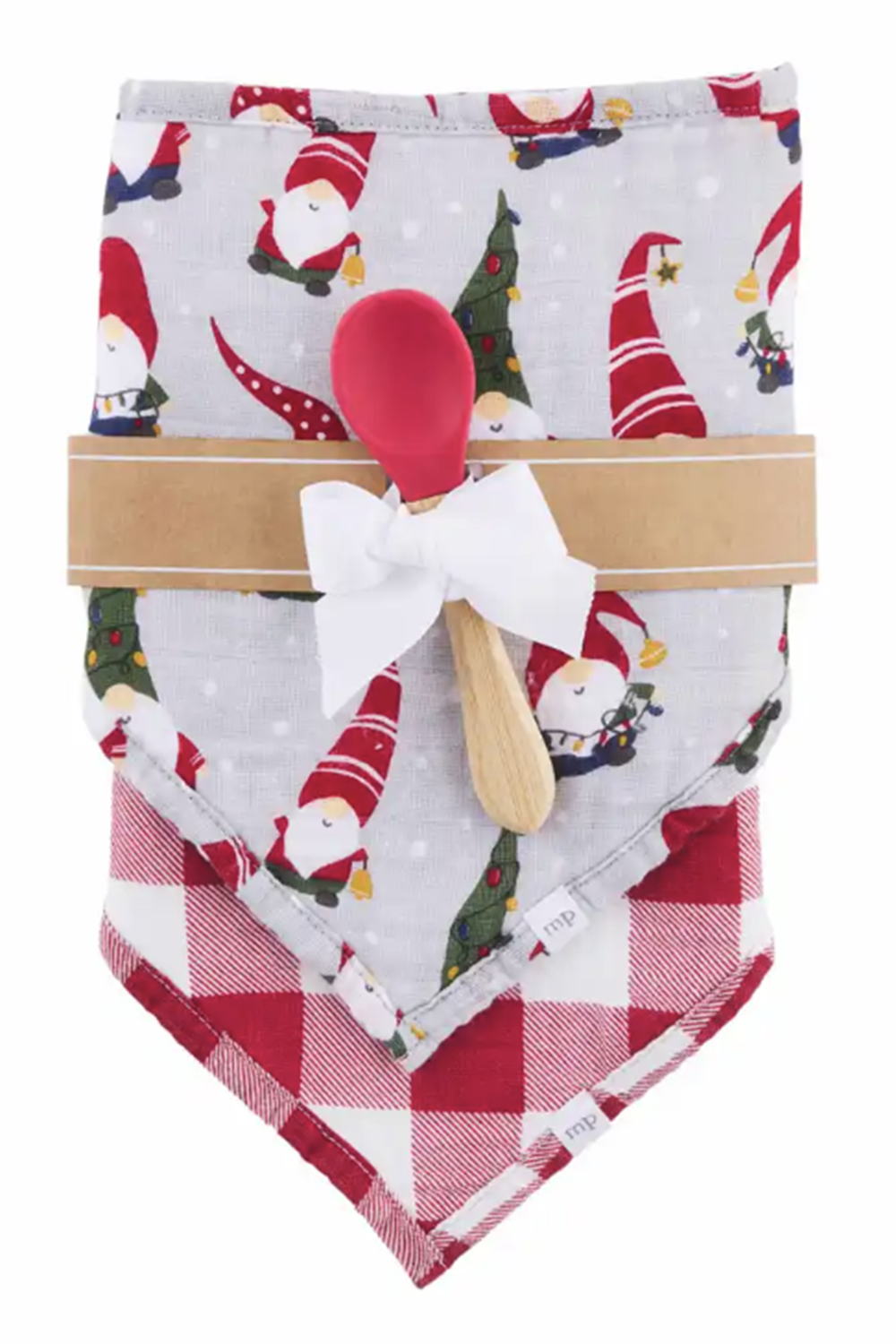 Muslin Bibs & Spoon Set - Holiday Gnome