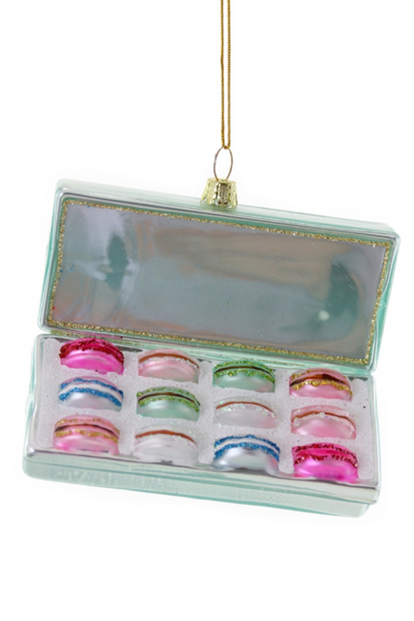Glass Ornament - Box of Macarons Blue