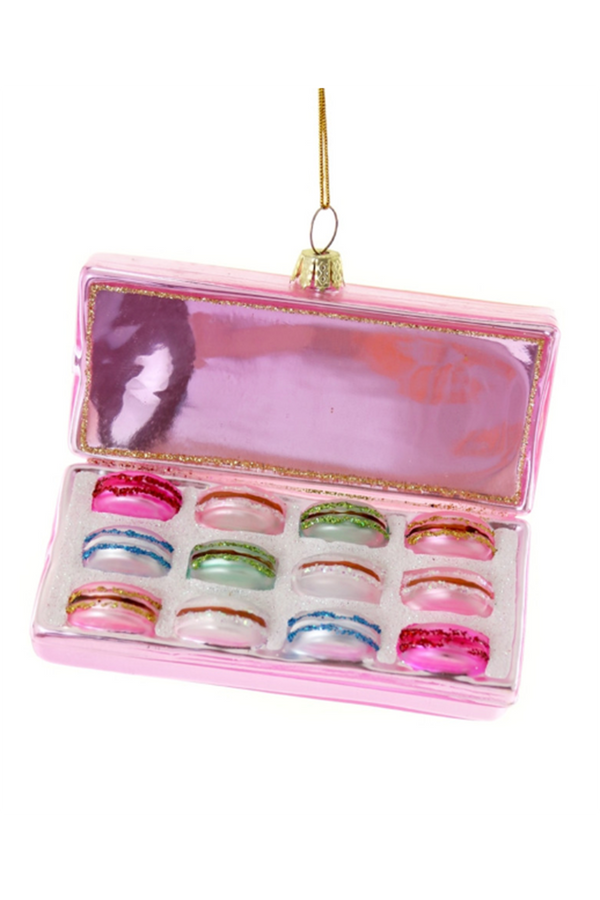 Glass Ornament - Box of Macarons Pink