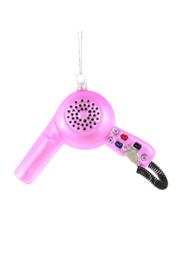 Glass Ornament - Pink Hair Dryer