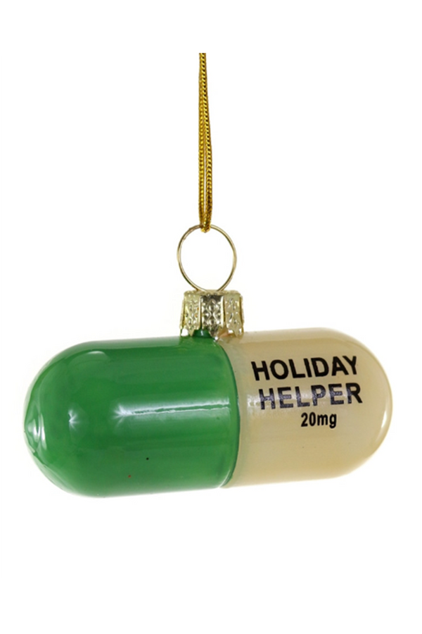 Glass Ornament - Holiday Helper Pill