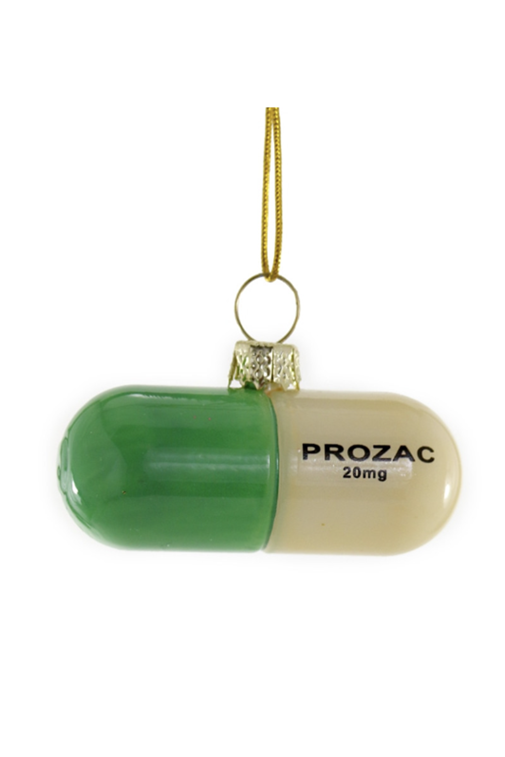 Glass Ornament - Stress Free Prozac Pill