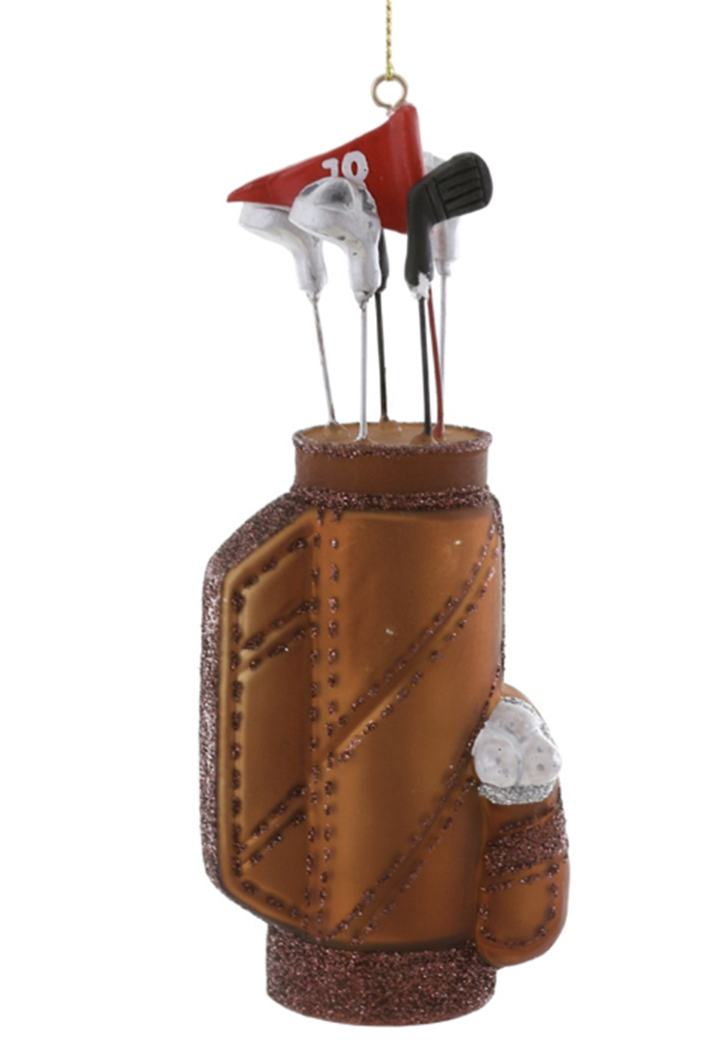 Glass Ornament - Brown Golf Bag