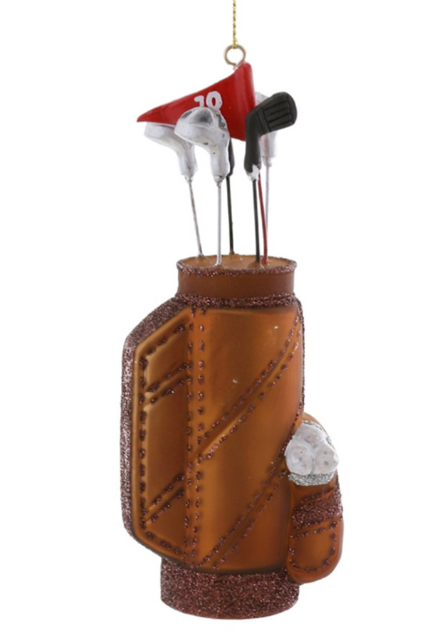 Glass Ornament - Brown Golf Bag