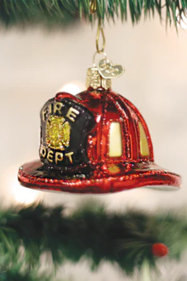 Glass Ornament - Fireman's Helmet