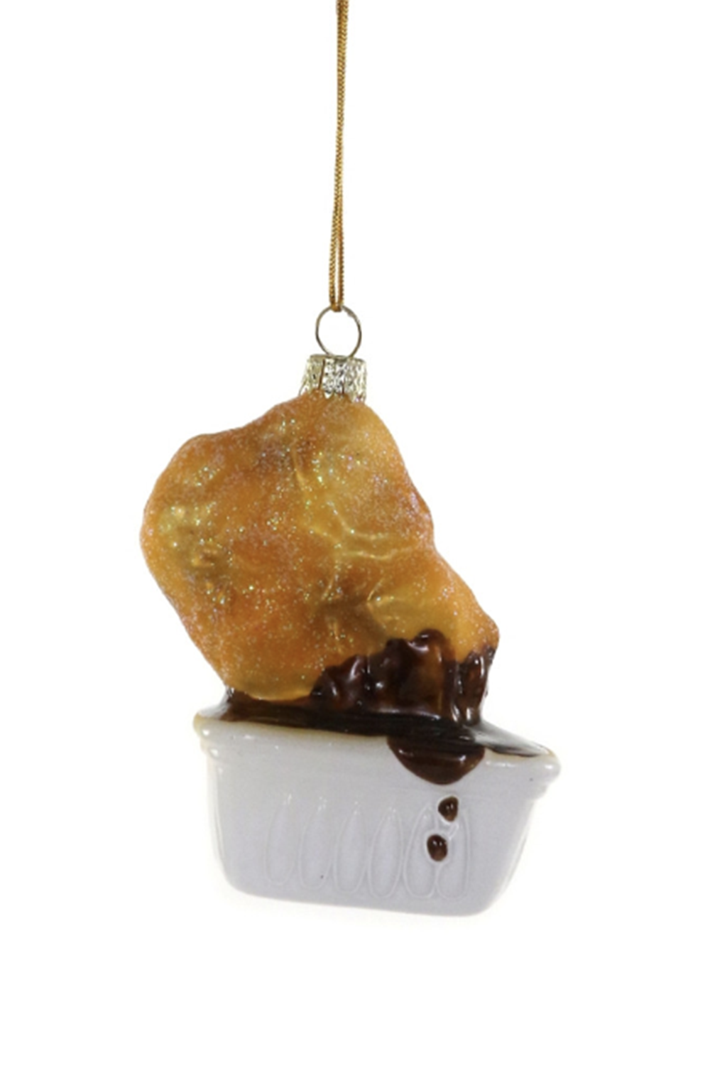 Glass Ornament - Chicken Nugget in Dipping Sauce BBQ