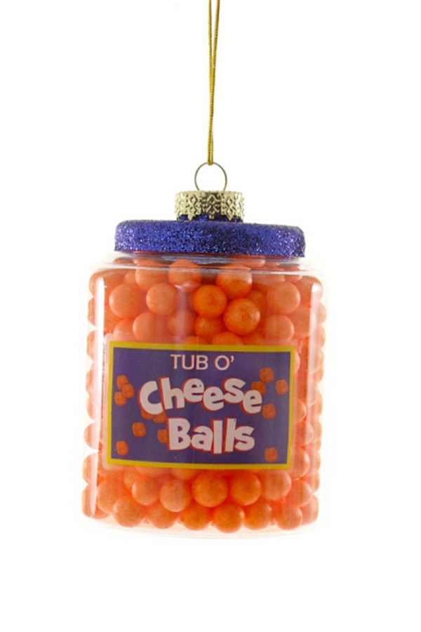 Glass Ornament - Tub of Cheese Balls