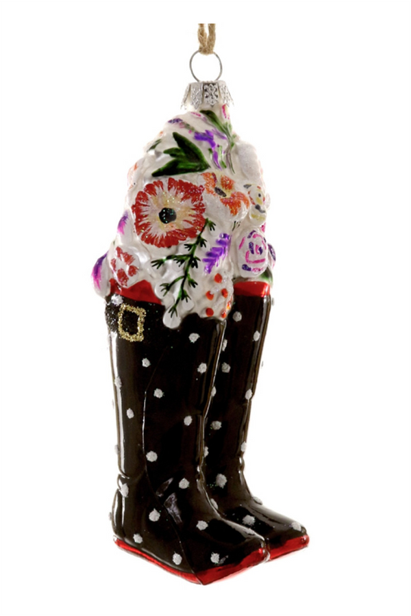 Glass Ornament - Cutting Gardeners Wellies Boots