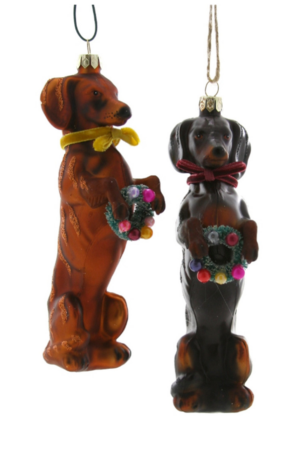 Glass Ornament - Festive Doxy Dachshund