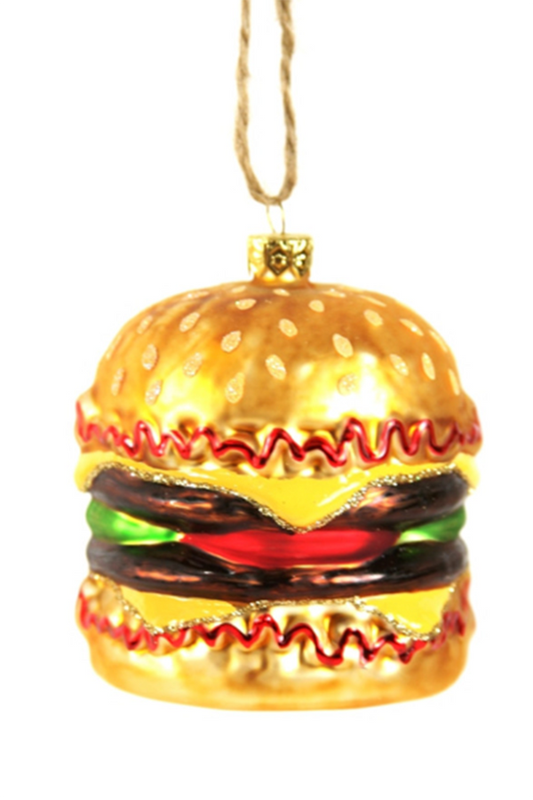 Glass Ornament - Double Cheeseburger