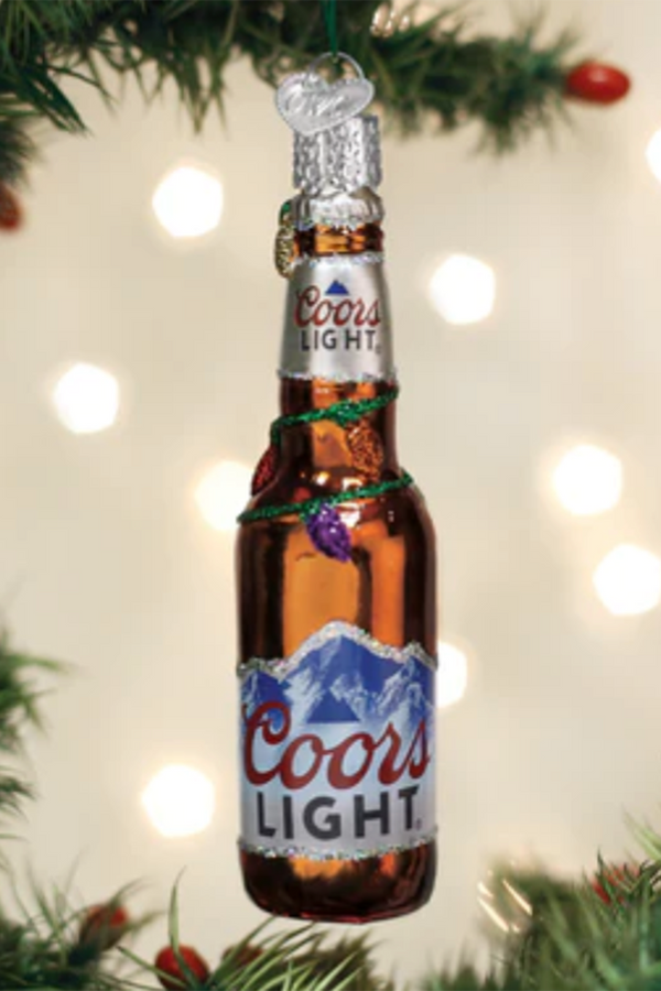 Glass Ornament - Holiday Coors Light Bottle Beer