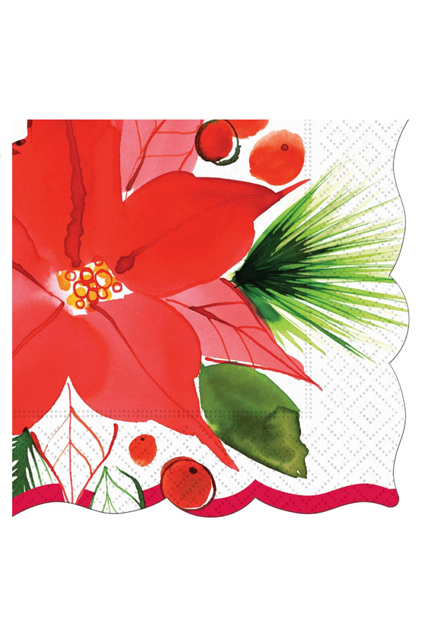 Cocktail Napkin Pack - Poinsettia Blooms