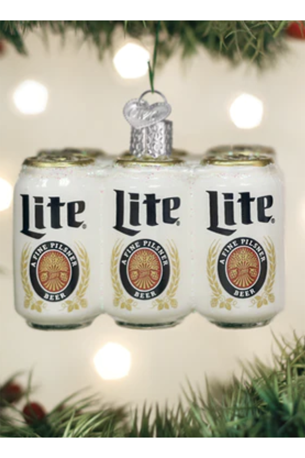 Glass Ornament - Holiday Miller Light Six Pack Beer