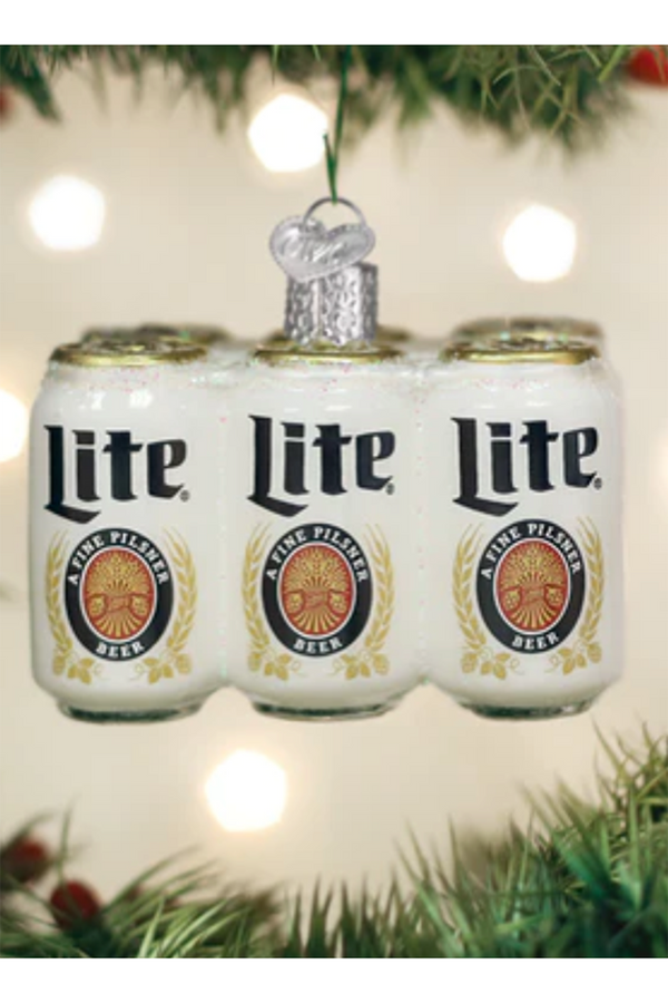 Glass Ornament - Holiday Miller Light Six Pack Beer