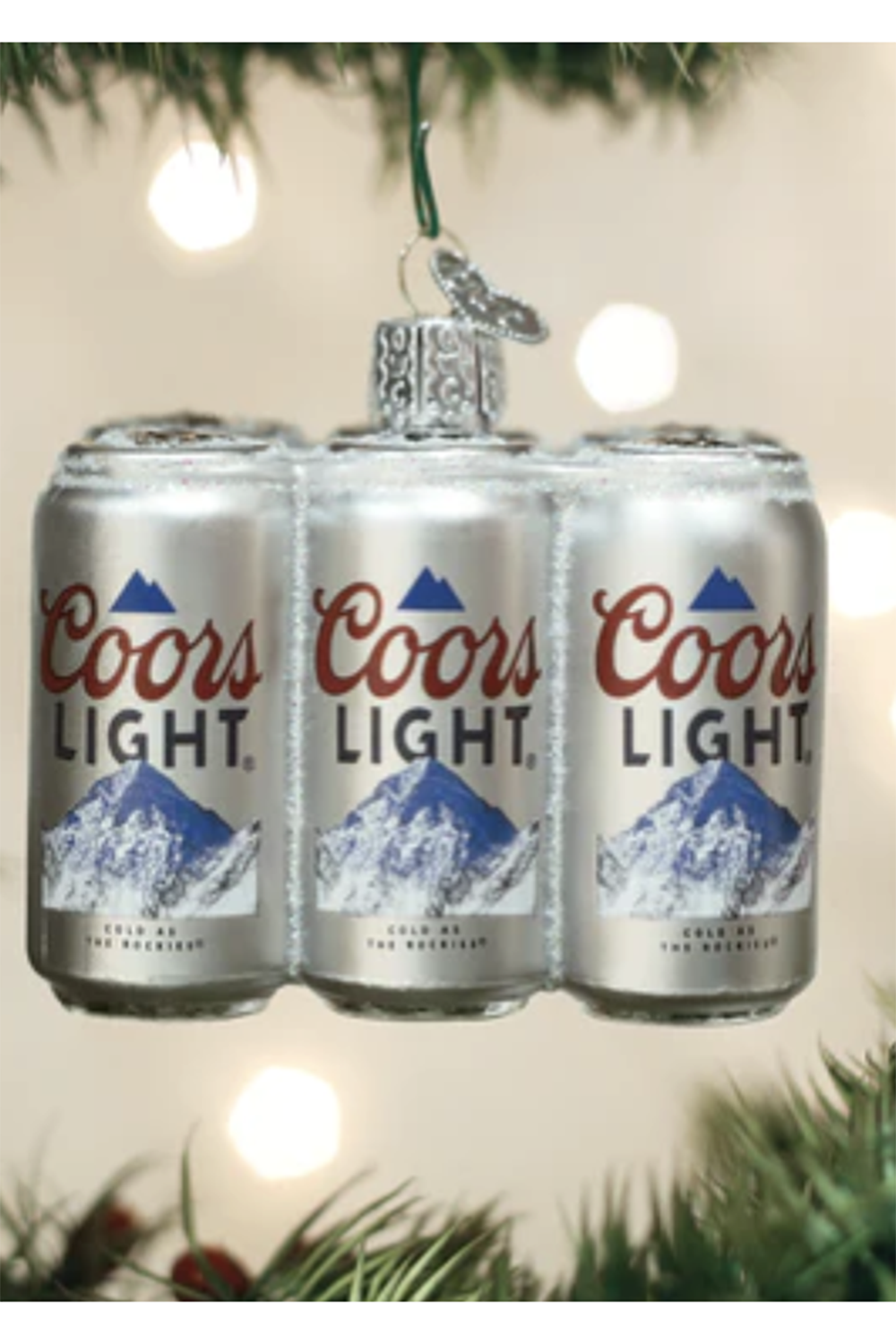 Glass Ornament - Holiday Coors Light Six Pack Beer