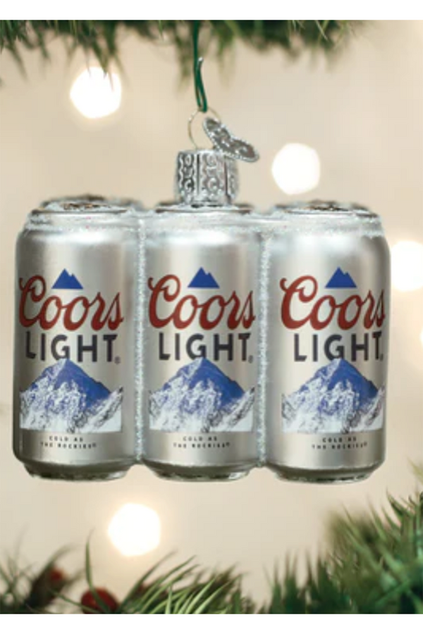 Glass Ornament - Holiday Coors Light Six Pack Beer