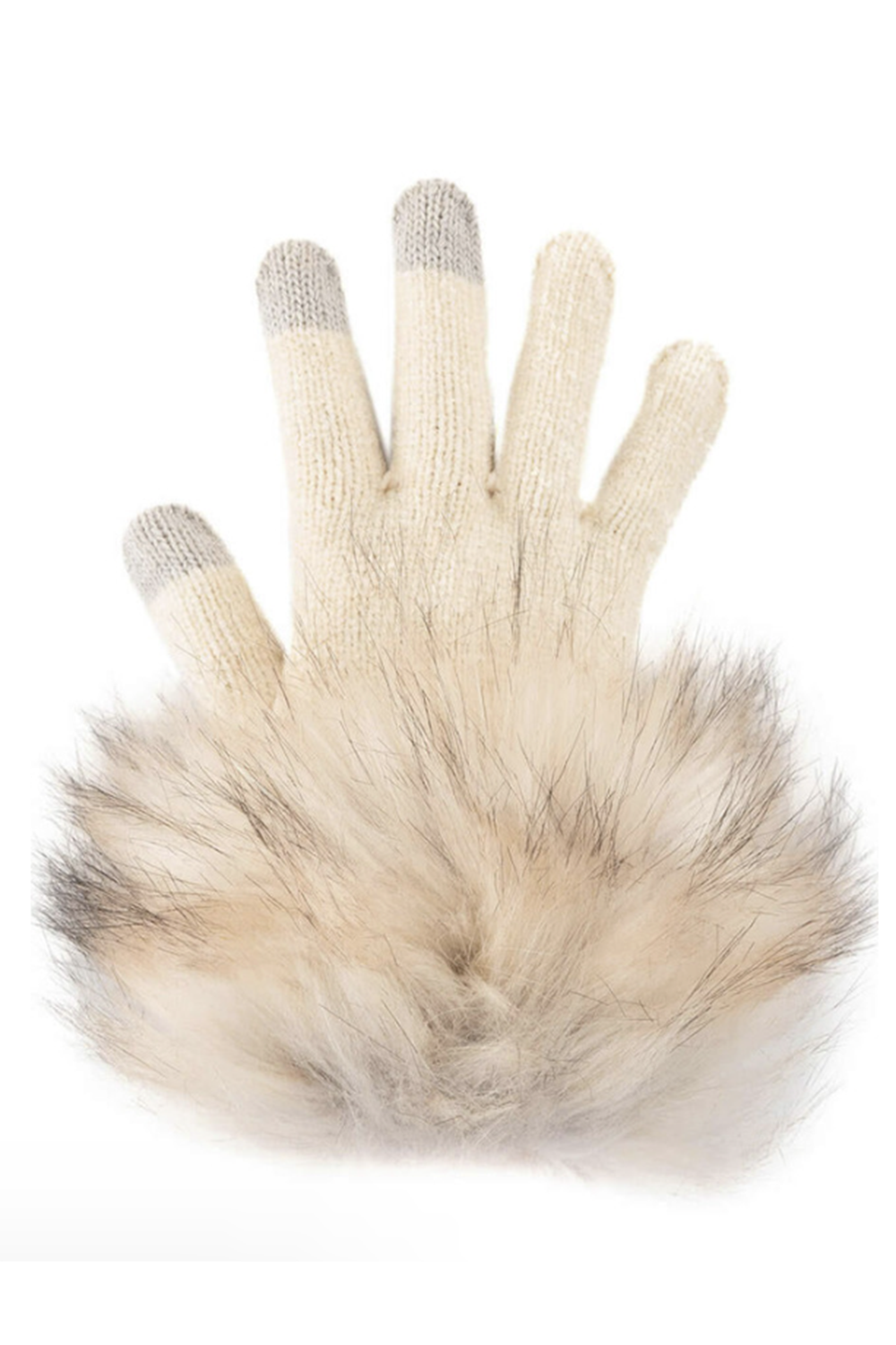 FF Fur Trim Glove - Taupe