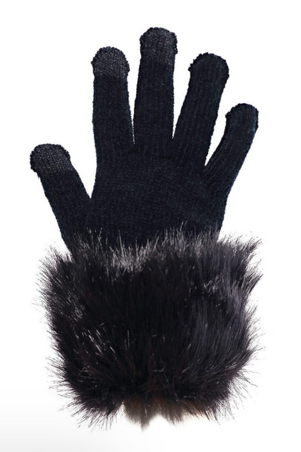 FF Fur Trim Glove - Black Fox