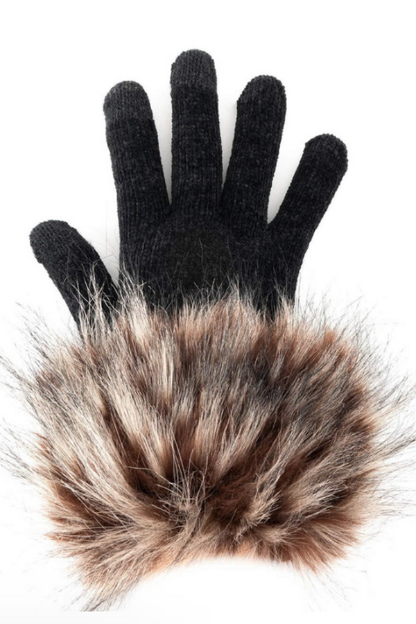 FF Fur Trim Glove - Spotted Wolf