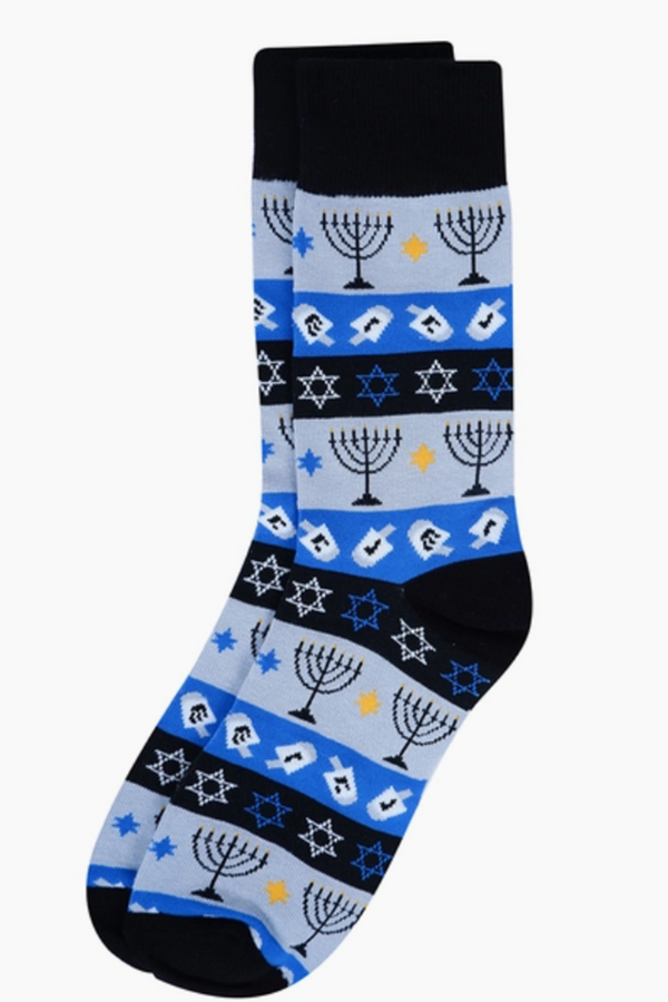 Men's Sock - Blue Hanukkah Novelty